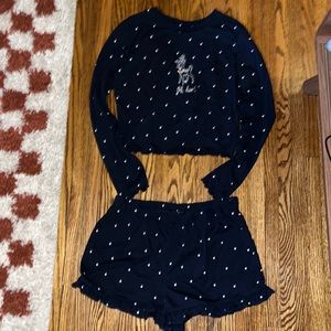 Topshop navy blue polka dot PJ set